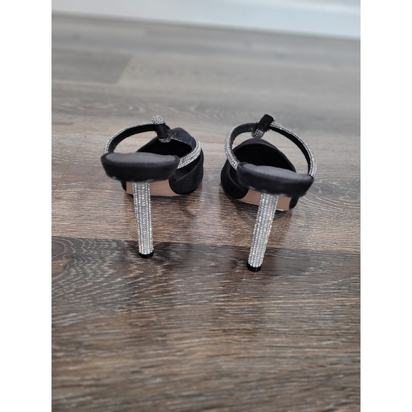 Schutz Pearl Glam Heel Black‎ Nude Buck Pointed Toe Mules Women's Size 7.5 - Picture 4 of 8